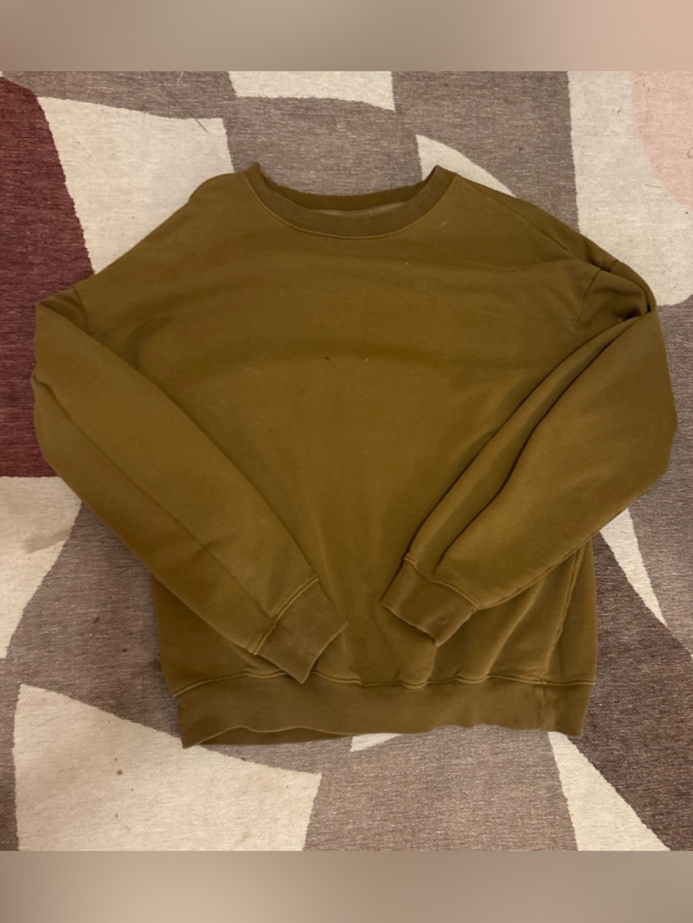 aerie Oversized Olive Green/brown Crewneck Sweatshirt